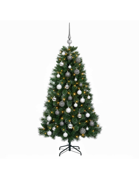 Albero di Natale artificiale con palline 120 cm 150 LED