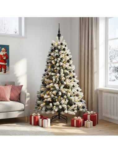 Albero di Natale Artificiale con Palline 210 cm 300 LED
