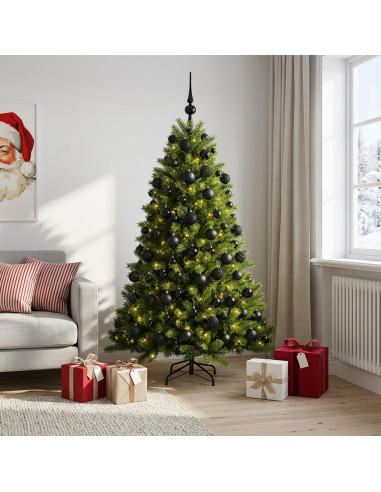 Albero di Natale Artificiale con Palline 180 cm 300 LED