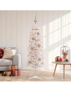 Albero di Natale Artificiale Slim con Palline 120 cm 150 LED