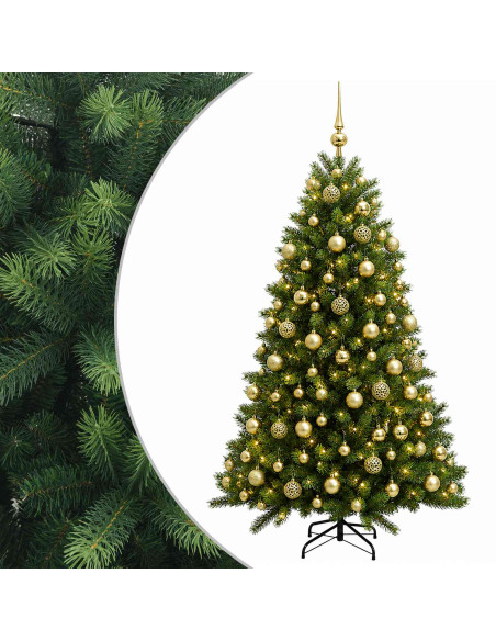 Albero di Natale Artificiale con Palline 180 cm 300 LED