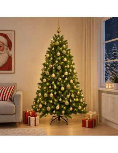 Albero di Natale Artificiale con Palline 180 cm 300 LED