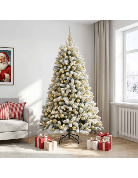 Albero di Natale Artificiale con Palline 210 cm 300 LED