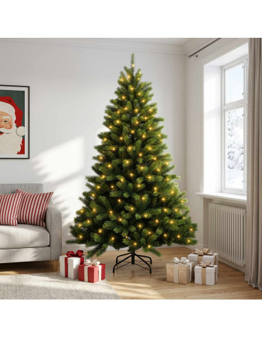 Albero di Natale Artificiale con Rami Pieghevoli 180 cm 300 LED