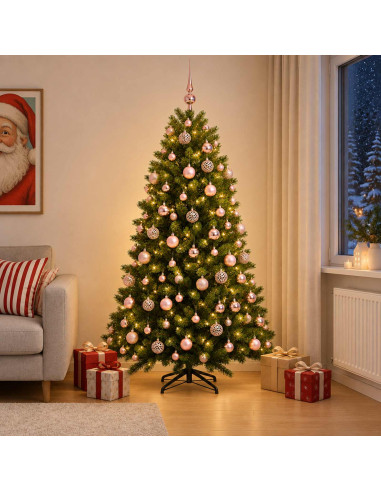 Albero di Natale Artificiale con Palline 180 cm 300 LED