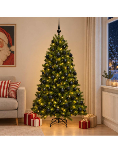 Albero di Natale Artificiale con Palline 180 cm 300 LED