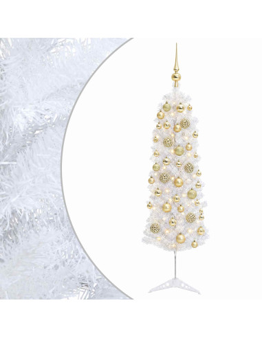 Albero di Natale Artificiale Slim con Palline 120 cm 150 LED