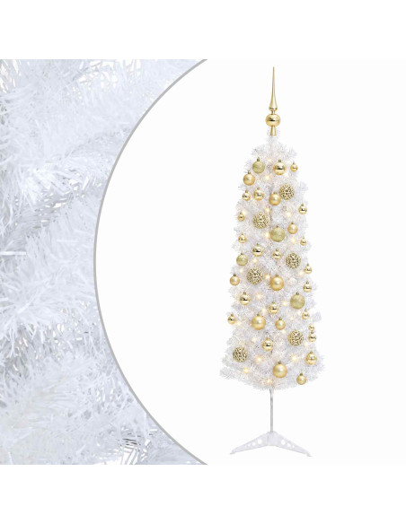 Albero di Natale Artificiale Slim con Palline 120 cm 150 LED