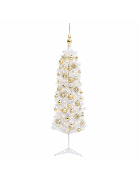 Albero di Natale Artificiale Slim con Palline 120 cm 150 LED
