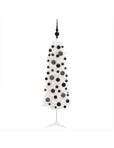 Albero di Natale Artificiale Slim con Palline 120 cm 150 LED