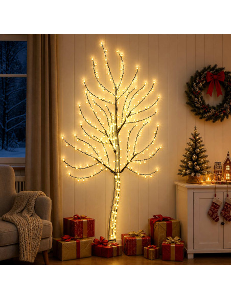 Albero di Natale da parete a LED 180 cm 200 LED Bianco caldo