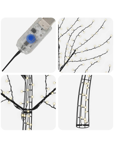 Albero di Natale da parete a LED 180 cm 200 LED Bianco caldo