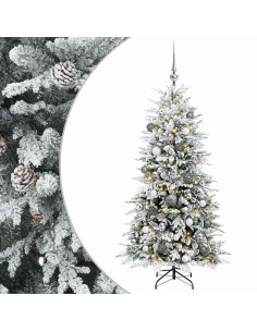 Albero di Natale artificiale con palline 120 cm 150 LED
