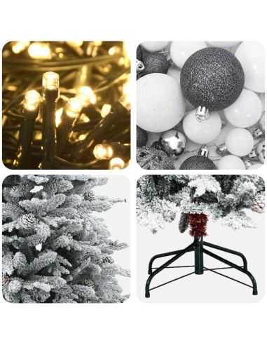 Albero di Natale artificiale con palline 120 cm 150 LED
