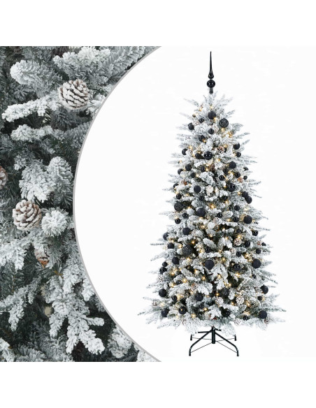 Albero di Natale artificiale con palline 210 cm 300 LED