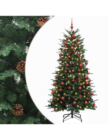 Albero di Natale Artificiale con Rami Pieghevoli 210 cm 300 LED