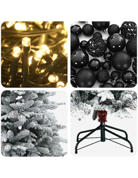 Albero di Natale artificiale con palline 210 cm 300 LED