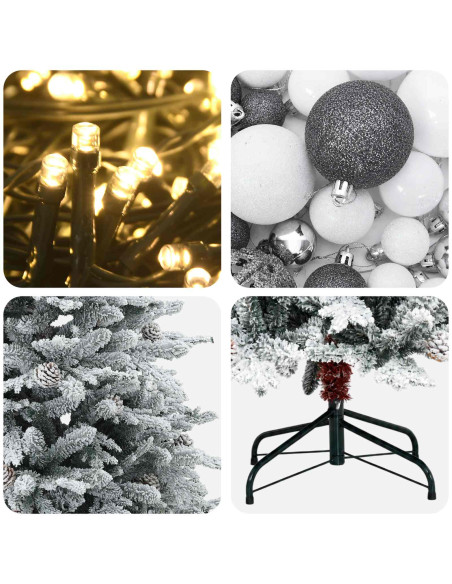 Albero di Natale Artificiale con Rami Pieghevoli 210 cm 300 LED