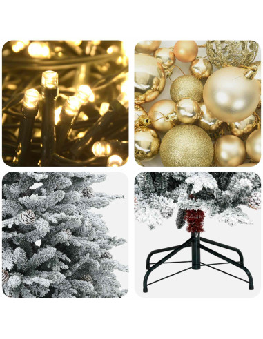 Albero di Natale artificiale con palline 210 cm 300 LED