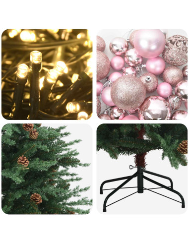 Albero di Natale Artificiale con Rami Pieghevoli 210 cm 300 LED