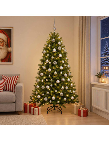 Albero di Natale Artificiale con Palline 180 cm 300 LED