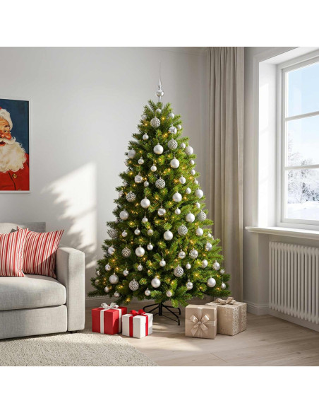Albero di Natale Artificiale con Palline 180 cm 300 LED