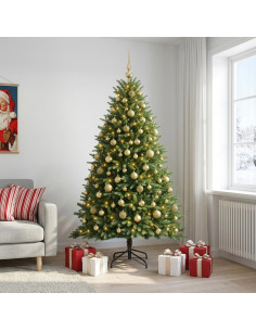 Albero di Natale Artificiale con Palline 210 cm 300 LED