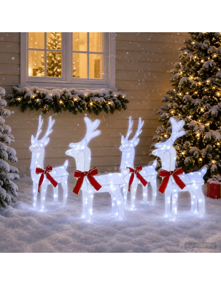 Renna di Natale 4 pz 160 LED Bianco freddo 33 x 12 x 55 cm