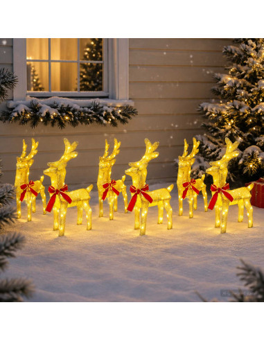 Renna di Natale 6 pz 160 LED Bianco caldo 33 x 12 x 55 cm
