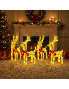 Renna di Natale 4 pz 160 LED Bianco caldo 33 x 12 x 55 cm