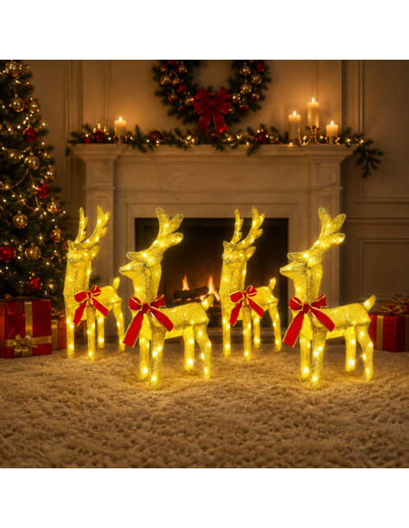 Renna di Natale 4 pz 160 LED Bianco caldo 33 x 12 x 55 cm