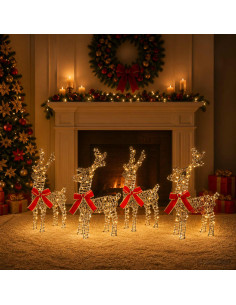 Renna di Natale 4 pz 160 LED Bianco caldo 33 x 12 x 55 cm
