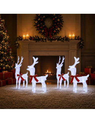 Renna di Natale 4 pz 160 LED Bianco freddo 33 x 12 x 55 cm