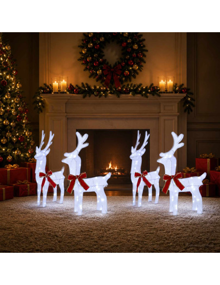 Renna di Natale 4 pz 160 LED Bianco freddo 33 x 12 x 55 cm