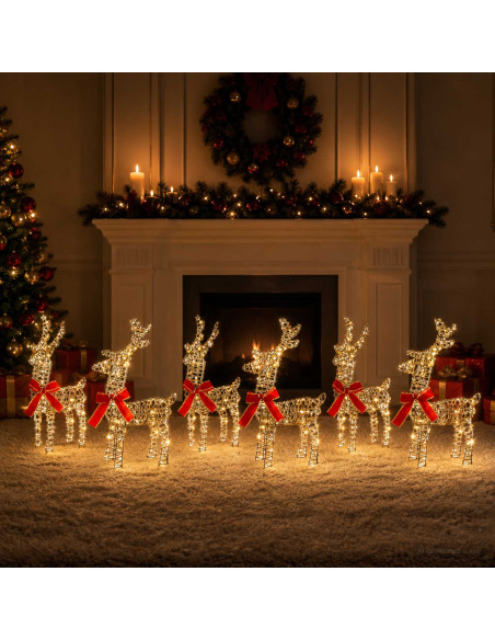 Renna di Natale 6 pz 160 LED Bianco caldo 33 x 12 x 55 cm