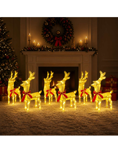 Renna di Natale 6 pz 160 LED Bianco caldo 33 x 12 x 55 cm