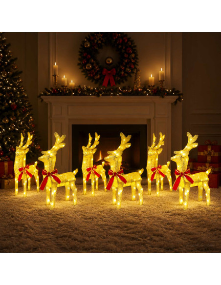 Renna di Natale 6 pz 160 LED Bianco caldo 33 x 12 x 55 cm