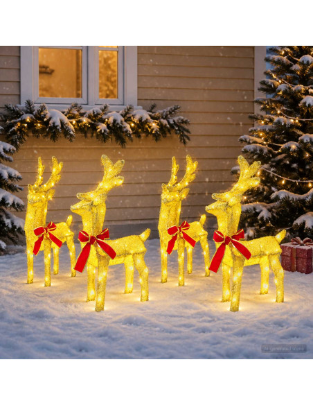 Renna di Natale 4 pz 160 LED Bianco caldo 33 x 12 x 55 cm