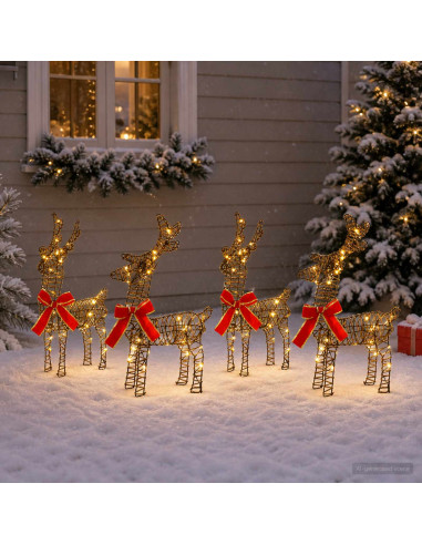 Renna di Natale 4 pz 160 LED Bianco caldo 33 x 12 x 55 cm