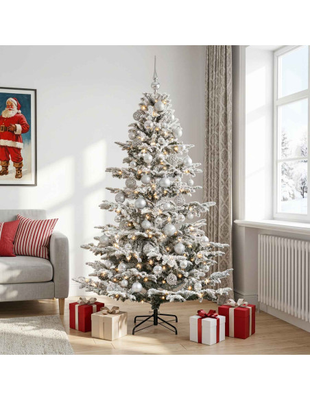 Albero di Natale artificiale con palline 210 cm 300 LED