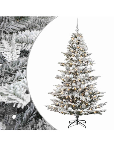 Albero di Natale artificiale con palline 210 cm 300 LED