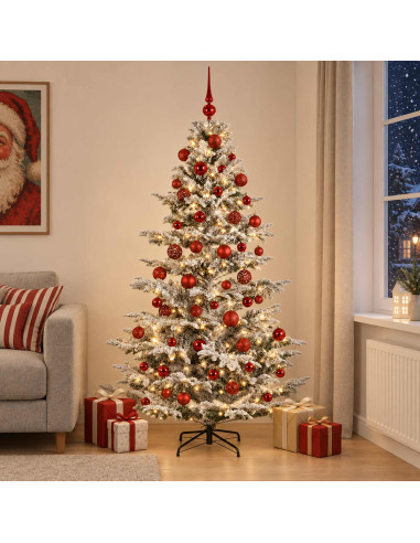 Albero di Natale artificiale con palline 210 cm 300 LED
