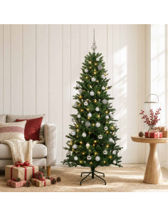 Albero di Natale artificiale con palline 150 cm 150 LED