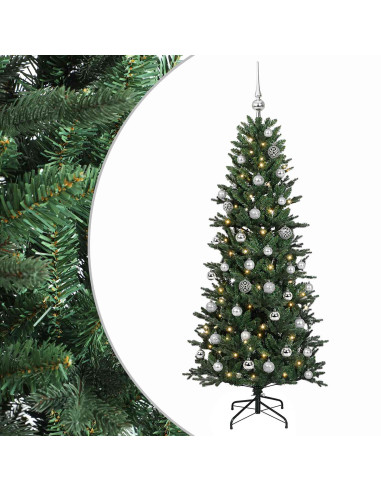 Albero di Natale artificiale con palline 150 cm 150 LED