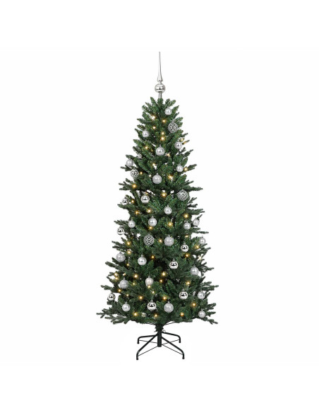 Albero di Natale artificiale con palline 150 cm 150 LED