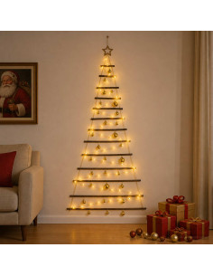 Albero di Natale appeso con palle 180 cm 100 LED Bianco caldo