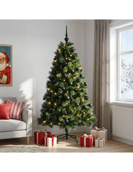 Albero di Natale artificiale con palline 180 cm 300 LED