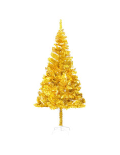 Albero di Natale Preilluminato con Palline Oro 210 cm PET