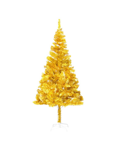 Albero di Natale Preilluminato con Palline Oro 210 cm PET