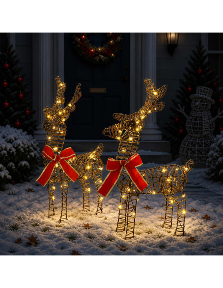 Renna di Natale 3D LOVIISA 2 pz 80 LED Bianco caldo